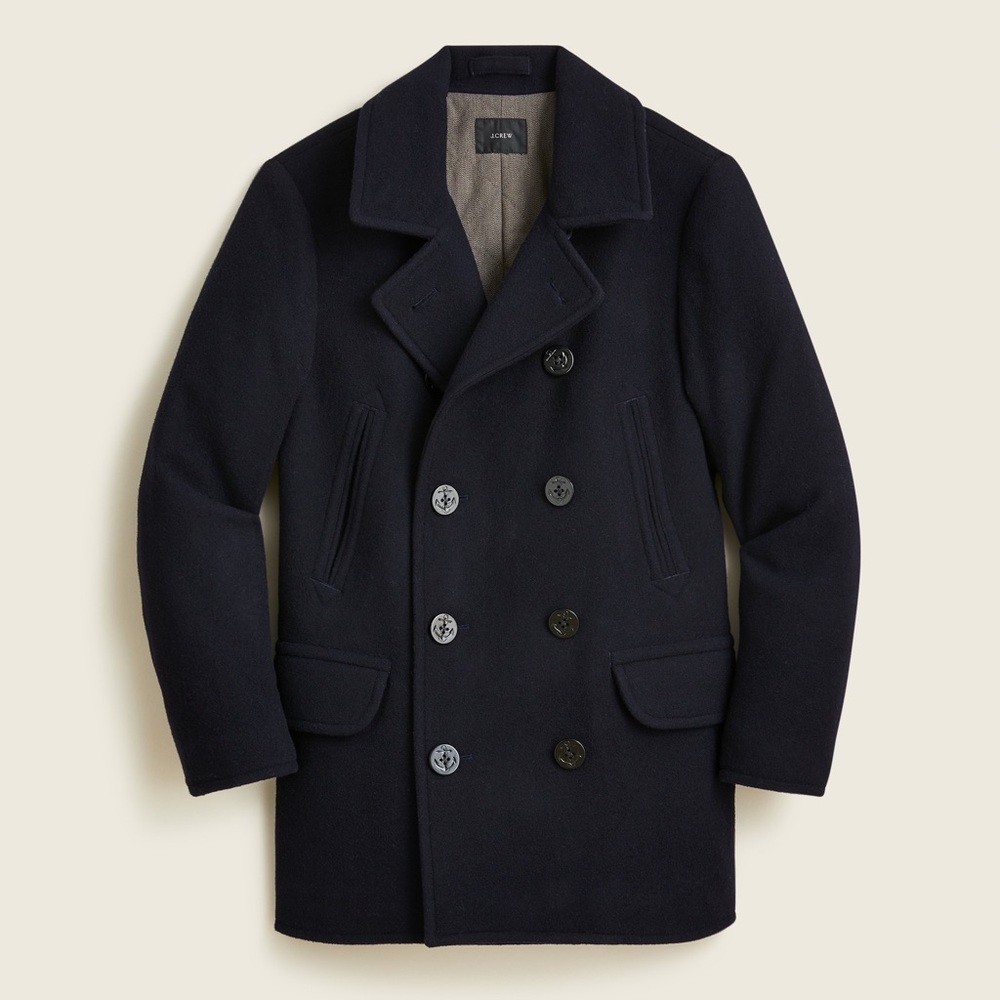 J. Crew Navy Blue Wool Double Breasted Dock peacoat with Thinsulate